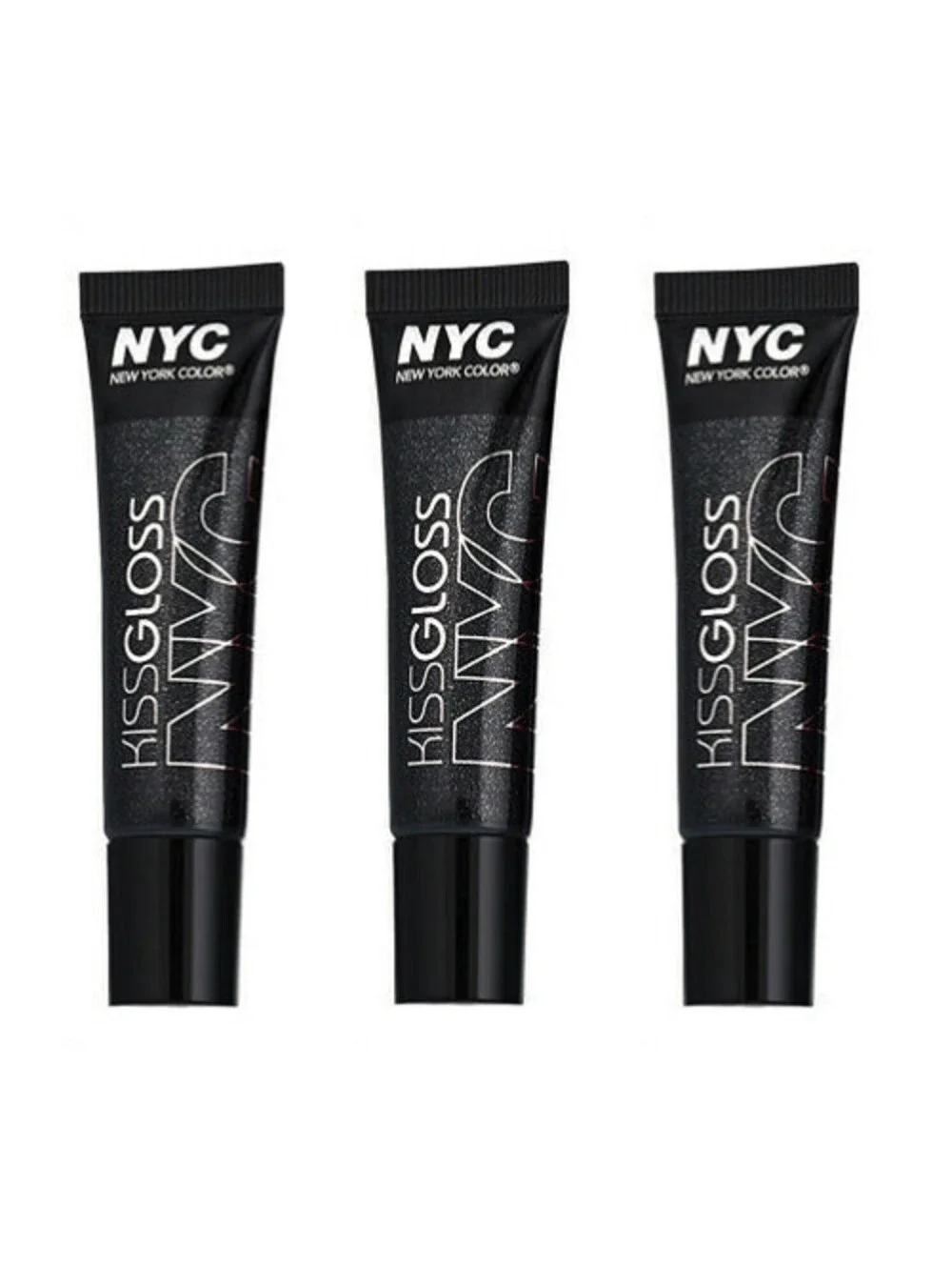 Lot of 3: New NYC New York Color Kiss Gloss Lip Gloss 0156-04 Blackula (Sealed)